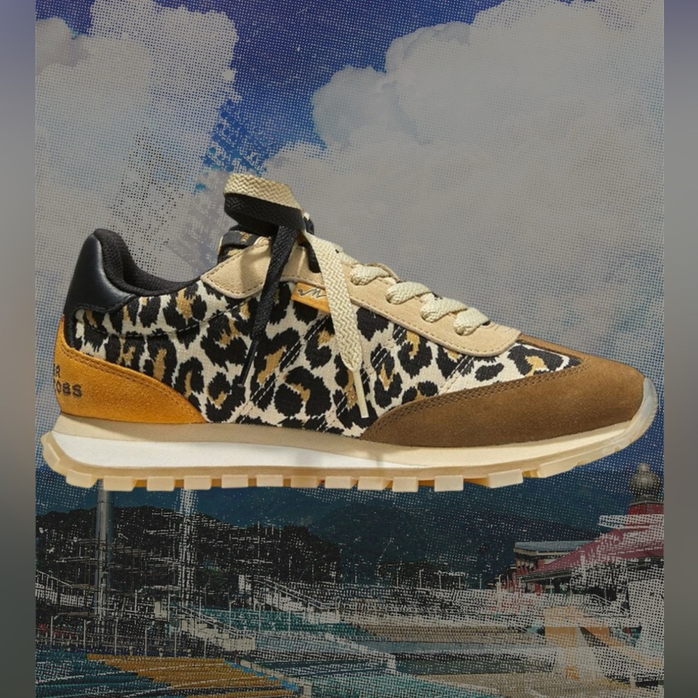 Marc Jacobs Leopard Print Sneakers - Black, Cream, and Brown